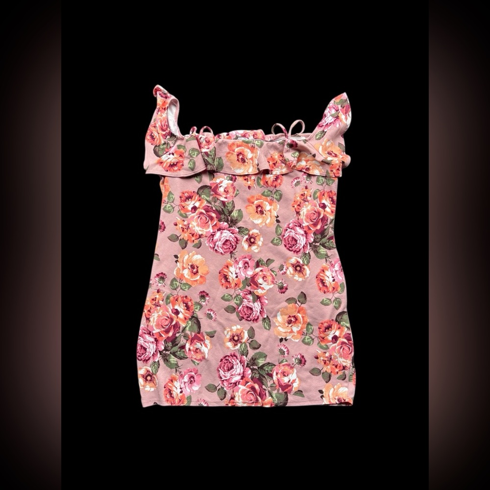 ✨Pink Ruby&Lace floral blouse with ruffle neckline✨